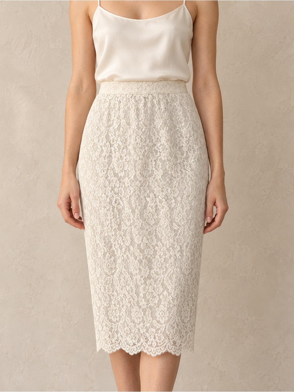 Jessica McClintock Vintage White Lace Skirt